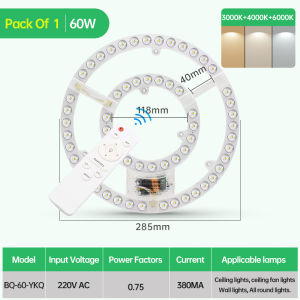 Ceiling Light Led Panel AC220V Replacement Led Module Dimmable 60W Round Light Panel Board Module Lamp For Ceiling Fan Lights