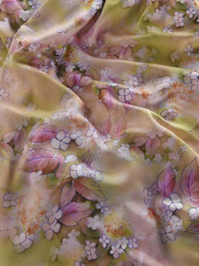 Huanao Pure Cotton Silk Gown Fabric 60 Thread Count Emulation Silk Style Chinese Floral Print for DIY Clothing And Home Decor