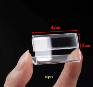 Clear Price Tag Clip Sign Card Holder Stands 10Pcs L Shape Mini Label Desktop Stand Racks Acrylic Card Display Holder 4X2 7X4Cm