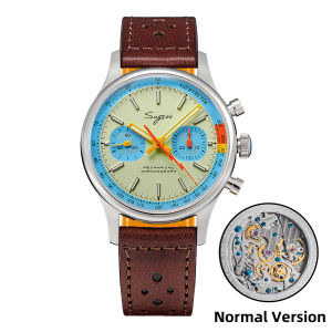 Sugess Watch of Men Chronograph Mechanical Wristwatches with Seagull ST19 Swanneck Movement Pilot Sapphire Crystal Racing V2 New