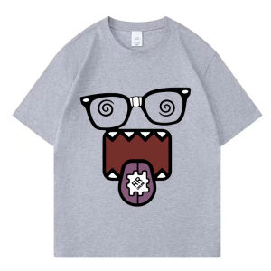 Sanrio | Domo Kun Funny Meme T Shirts Mens Women Clothes Classic Cotton Casual Tee Shirts Short Sleeve Oversized T-shirt Tops Streetwear