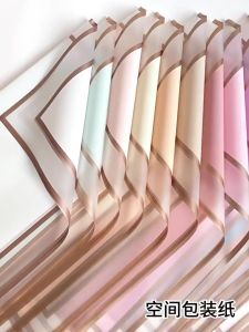 20 LEMBAR Kertas Buket Double Frame Gold Cellophane Flower Wrapping 6132