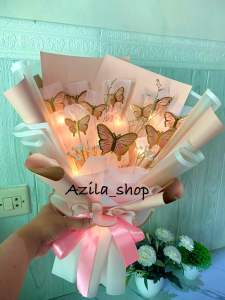 [BUTTERFLY] Bouquet Buket Bunga Kupu-Kupu LED Lampu For Gift Hadiah Kado Wedding Wisuda Anniversary Ultah Birthday