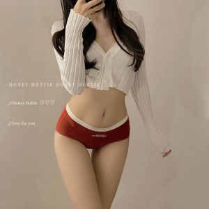 Hottie Low-Waist Cotton Underwear Breathable Red Color Simple Design Triangular Pants for Young Women Lucky Year Briefs