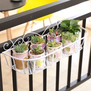 Hanging Iron Railing Balcony Flower Rack Guardrail Flower Pot Rack Windowsill Office Hanging Green Rose Fleshy Rack