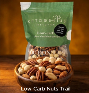 Ketogenius Kitchen Roasted Low-Carb Nuts Trail (Unsalted) 250g Kacang Tanah Panggang Garam - Slow Roasted Healthy Snack Natural