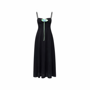 1JINN STUDIO | Waist Accentuated Bone Support A-Line Dress Black
