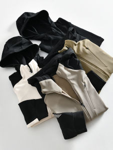 Outdoor Sports Professional 3D Tailored Mens Fashion Casual Color Block Hooded Jacket Coat Polyester Fiber Spring Autumn