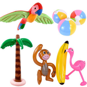 ฮาวาย Party Inflatable Beach Ball Pool ของเล่น Tropical Flamingo ปาล์มต้นไม้ลิงกล้วยบอลลูน Prop ฤดูร้อน Birthday Party Supply