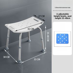 Non-Slip Bathroom Stool Shower Chair for Elderly Aluminum Alloy Bathroom Safety Aid Hole Drilling Installation