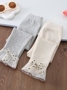 Girls 2024 Autumn New Arrival Fashion Lace Bows Leggings Baby Girls Easiest for Match Stretch Spring and Autumn Pants