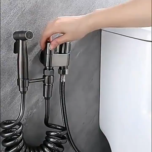 KEVE 304 Stainless Steel Bidet Sprayer Set with Two Way Valve High Pressure Toilet Spray Gun for Bathroom Cleaning