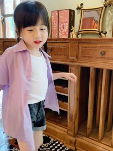 Girls Summer New Style Light Thin Long Sleeve Shirt Sun Protection Fashionable Childrens Outerwear Casual Letter Pattern