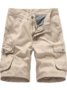 Quần Dài Thường Ngày Nam Ống Đứng Năm Inch Nhiều Túi Rộng Rãi Màu Trơn Quần Dài Cotton Thoải Mái Thoáng Khí Mùa Thu