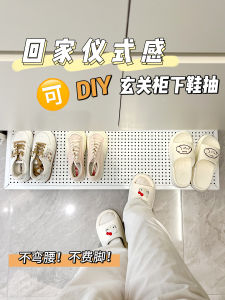 Sliding Wheel Shoe Cabinet under Shelf Empty Space No Bending down Shoe Storage Organizer Metal Material for Living Room