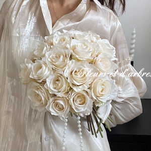 Monet Garden Handheld Rose Bouquet Artificial Flowers Wedding Ceremony Engagement Dinner Decorative Silk Flower Bouquet
