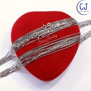 Kalung Perak Asli Silver 925 Lapis Emas Putih Model Nori Polos - Kalung Anti Karat - Perhiasan Perak Wanita