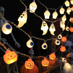Halloween LED String Lights 1.5M 10 LEDs Horror Pumpkin Skull Ghost Eyeball Lights for Home Bar Halloween Party Decor Supplies