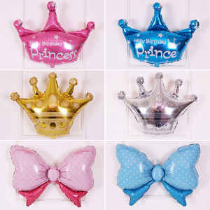 Birthday Crown Balloon with Ribbon Aluminum Foil Party Decoration Creative Romantic Scene Cartoon Childrens Room Decor
