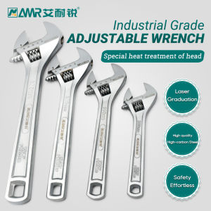 Adjustable Wrench Spanner Heavy Duty Corrosion Resistant High-Carbon Steel Maximum Jaw Capacity 8-15 Inch