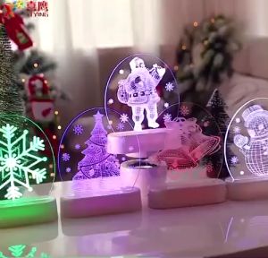 Đèn led 3D trang trí Noel đèn ngủ để bàn Merry christmas quà tặng giág sinh độc đáo 3 chế độ sáng - Life Style 4U