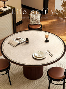 Waterproof Oil-Resistant Heat-Resistant Easy-Cleaning Leather Table Mat Round