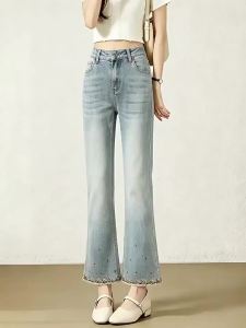 La Chapelle | Quần Jeans Nữ Vintage Thêu Xòe 3/4