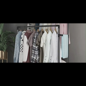 0Z00PU ราวตากผ้า 2 ชั้น ราวตากผ้า ราวแขวนเสื้อผ้าพร้อมชั้นวางเหล็ก ราวตากผ้าตั้งพื้น พร้อมส่ง