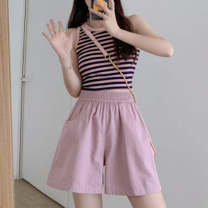 Khaki Cotton and Linen Parka Shorts Womens Summer 2024 New Arrival Loose Wide Leg Small Casual Three-Point Sports Pants