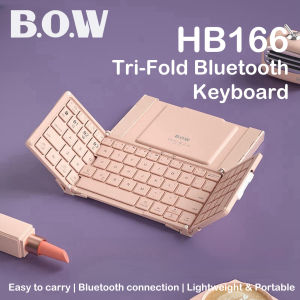 B.O.W | BOW HB166 Triple Folding Bluetooth Keyboard 80 Keys With Numeric Keypad 3 Channel Multi-Device Type-C Rechargeable Silent Portab