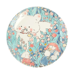 LOTUS BLUE | Underglaze Painted Ceramic Dinner Plate