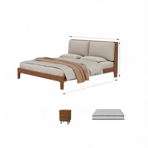 DONGMU | Home Use Silent Double Bed 1.8m Soft Upholstery Solid Wood Bed