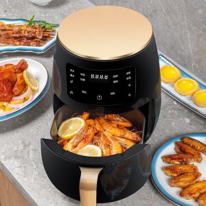 Large Capacity Touch Screen Air Fryer Smart Multi-Function French Frier Kitchen Appliance Glass Inner Bucket 6L Capacity