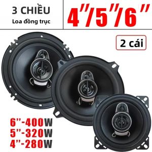 Loa Đồng Trục Ô Tô Đa Năng 1 Cặp 3 Đường Tiếng 280W/320W/400W 4/5/6 Inch Dải Tần Đầy Đủ Âm Thanh Nổi Xe Hơi Màu Đen