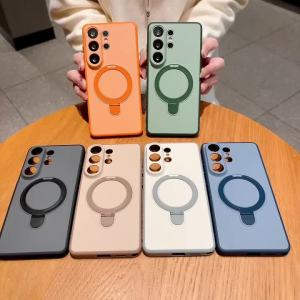 szhaiyu | Luxury Magnet Phone Case For Samsung Galaxy S26 Ultra S25 S24 S23 Plus S22 A57 A36 A16 A37 For Magsafe With Holder Stand Cover