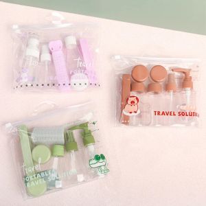 ขวดแชมพูที่ว่างเปล่าขวดสเปรย์ขวดน้ำแบบพกพา7ชิ้นหม้อครีมทาหน้าขนาดเล็กภาชนะโปร่งใสของใช้จำเป็นในการเดินทาง