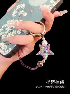 Luxurious Womens Mobile Phone Ring Lanyard Anti-Loss Durable Thumb Water Diamond Hanging Cord Fashionable Digital Accessory