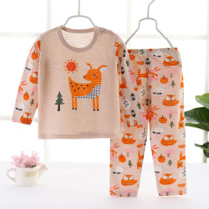 New 2023 Childrens Summer Short Sleeve Home Clothes Set Air Conditioned Thin Cotton Pure Baby Boys Girls Clothes Kids