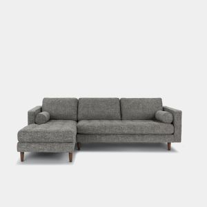 Cozylant Castle Fabric L Shape Sofa for Living Room / Light Grey Sofa / Dark Grey Sofa / Minimalist Nordic Scandinavian / Mid-Century Modern Sofa