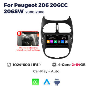 MEKEDE 7"  Din Car Radio Android for Peugeot 206 206CC 206SW 2000-2008 Carplay Auto WIFI Car Multimedia Video Player Autoradio