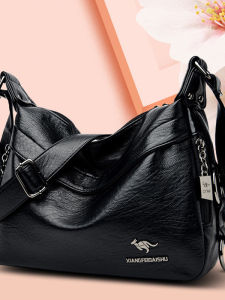 Fashionable Large Capacity Leather Crossbody Bag for Middle-Aged Women Single Shoulder Bag Soft Cowhide Handbag Casual Style