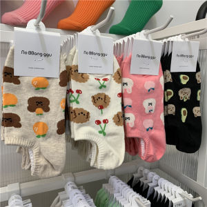 No Bbang Ggu South Korea Dongdaemun Boat Socks Summer Thin Cartoon Bear Rabbit Tight Invisible Socks for Women