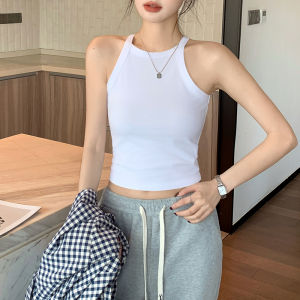 Miiow | Pure Cotton Strap Vest Thin Back Beauty Underwear Outdoor Wear Prevent Exposure Short Match All Bottoms Basic Top Cat Person