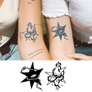 Herbal Tattoo Stickers with Quirky and Cute Black and White Hexagonal Star and Snake Designs Couple Tattoos for Valentines Day Suitable for Men and Women for Hands Neck Legs and Ankles Long-Lasting and Waterproof for 15 Days