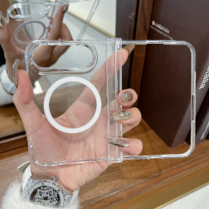 For Magsafe Transparent Slim Acrylic Phone Case for iPhone Duo 18Ultra 18 Fold Axis Hinge Protection 3in1 Magnetic Clear Cover