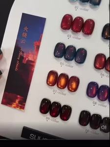 Sơn Móng Tay Mắt Mèo 10ML Màu Đỏ Mùa Đông Hiệu Ứng Hạt Thủy Tinh Gel Nam Châm Phản Quang Dành Cho Móng Đen 1-10 Cái Gel Móng Gốc Nhựa