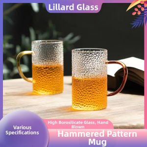 New Hammered Colored Handle Borosilicate Glass Cup