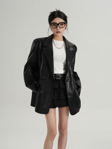 SRYS AME Premium Style Versatile Long Sleeve Leather Jacket Suit Top Womens Fashion Spring New Arrival Business Commute