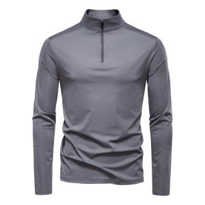 Slim Fit Half Zipper Long Sleeve Top for Men Casual Style Thin Material Long Sleeve T-Shirt Comfortable Breathable Summer T-Shirt