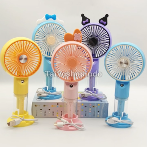 TAIYO Fan Portable Spray Sanrio Color Kipas Angin Mini Water Semprot USB Charger Type-c Phone Holder
